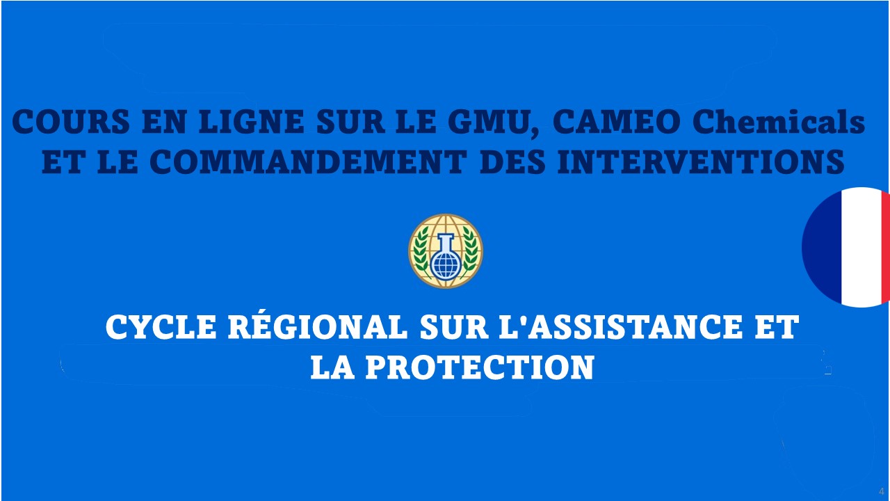 <div class="text_to_html">(Fr) Cours avancé sur le GMU, CAMEO Chemicals et le système de gestion des incidents - Cycle de formation sur l'assistance et la protection</div>